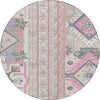 Piper Looms Chantille Aztec ACN1015 Pink Machine Washable Area Rug Round Main Image