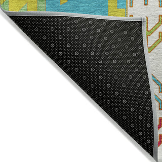 Piper Looms Chantille Aztec ACN1015 Teal Machine Washable Area Rug Backing Image