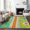 Piper Looms Chantille Aztec ACN1015 Teal Machine Washable Area Rug Lifestyle Image Feature