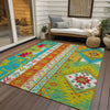 Piper Looms Chantille Aztec ACN1015 Teal Machine Washable Area Rug Outdoor Lifestyle Image Feature