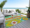 Piper Looms Chantille Aztec ACN1015 Teal Machine Washable Area Rug Outdoor Lifestyle Image Feature
