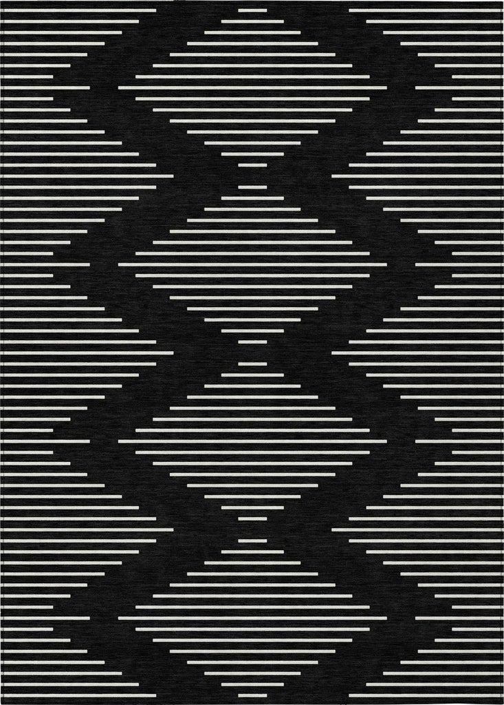 Piper Looms Chantille Geometric ACN1016 Black Machine Washable Area Rug main image