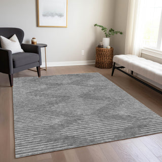 Piper Looms Chantille Geometric ACN1016 Charcoal Machine Washable Area Rug Lifestyle Image Feature