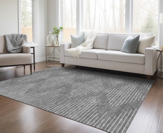 Piper Looms Chantille Geometric ACN1016 Charcoal Machine Washable Area Rug Lifestyle Image Feature