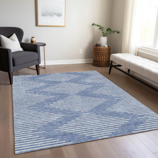 Piper Looms Chantille Geometric ACN1016 Denim Machine Washable Area Rug Lifestyle Image Feature