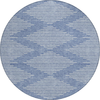 Piper Looms Chantille Geometric ACN1016 Denim Machine Washable Area Rug Round Main Image