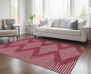 Piper Looms Chantille Geometric ACN1016 Garnet Machine Washable Area Rug Lifestyle Image Feature