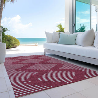 Piper Looms Chantille Geometric ACN1016 Garnet Machine Washable Area Rug Outdoor Lifestyle Image Feature