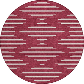 Piper Looms Chantille Geometric ACN1016 Garnet Machine Washable Area Rug Round Main Image