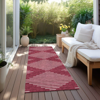 Piper Looms Chantille Geometric ACN1016 Garnet Machine Washable Area Rug Runner Outdoor Lifestyle Image Feature