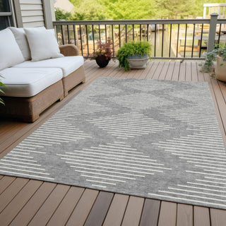 Piper Looms Chantille Geometric ACN1016 Gray Machine Washable Area Rug Outdoor Lifestyle Image Feature