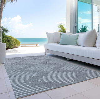 Piper Looms Chantille Geometric ACN1016 Gray Machine Washable Area Rug Outdoor Lifestyle Image Feature