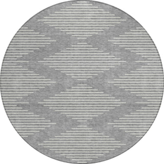 Piper Looms Chantille Geometric ACN1016 Gray Machine Washable Area Rug Round Main Image