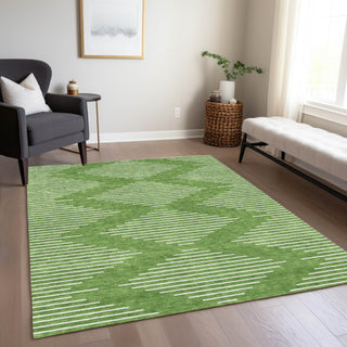Piper Looms Chantille Geometric ACN1016 Green Machine Washable Area Rug Lifestyle Image Feature