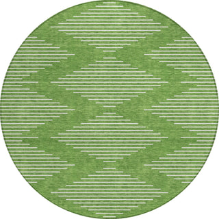 Piper Looms Chantille Geometric ACN1016 Green Machine Washable Area Rug Round Main Image