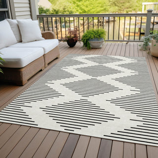 Piper Looms Chantille Geometric ACN1016 Ivory Machine Washable Area Rug Outdoor Lifestyle Image Feature