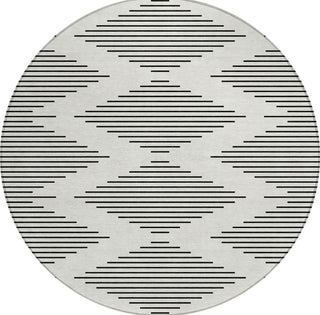 Piper Looms Chantille Geometric ACN1016 Ivory Machine Washable Area Rug Round Main Image