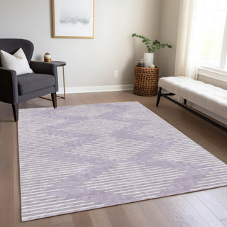 Piper Looms Chantille Geometric ACN1016 Lavender Machine Washable Area Rug Lifestyle Image Feature