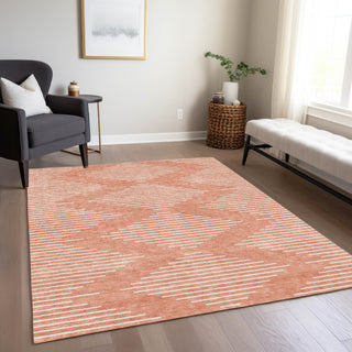 Piper Looms Chantille Geometric ACN1016 Salmon Machine Washable Area Rug Lifestyle Image Feature