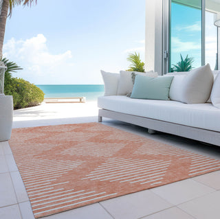 Piper Looms Chantille Geometric ACN1016 Salmon Machine Washable Area Rug Outdoor Lifestyle Image Feature