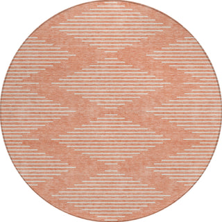 Piper Looms Chantille Geometric ACN1016 Salmon Machine Washable Area Rug Round Main Image