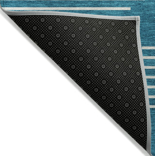 Piper Looms Chantille Geometric ACN1016 Teal Machine Washable Area Rug Backing Image