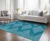Piper Looms Chantille Geometric ACN1016 Teal Machine Washable Area Rug Lifestyle Image Feature