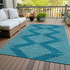 Piper Looms Chantille Geometric ACN1016 Teal Machine Washable Area Rug Outdoor Lifestyle Image Feature