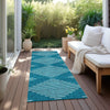 Piper Looms Chantille Geometric ACN1016 Teal Machine Washable Area Rug Runner Outdoor Lifestyle Image Feature