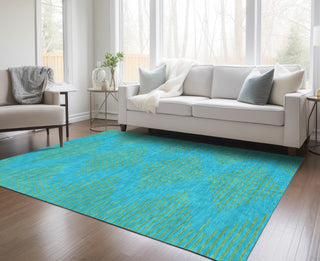 Piper Looms Chantille Geometric ACN1017 Aqua Machine Washable Area Rug Lifestyle Image Feature