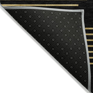 Piper Looms Chantille Geometric ACN1017 Black Machine Washable Area Rug Backing Image