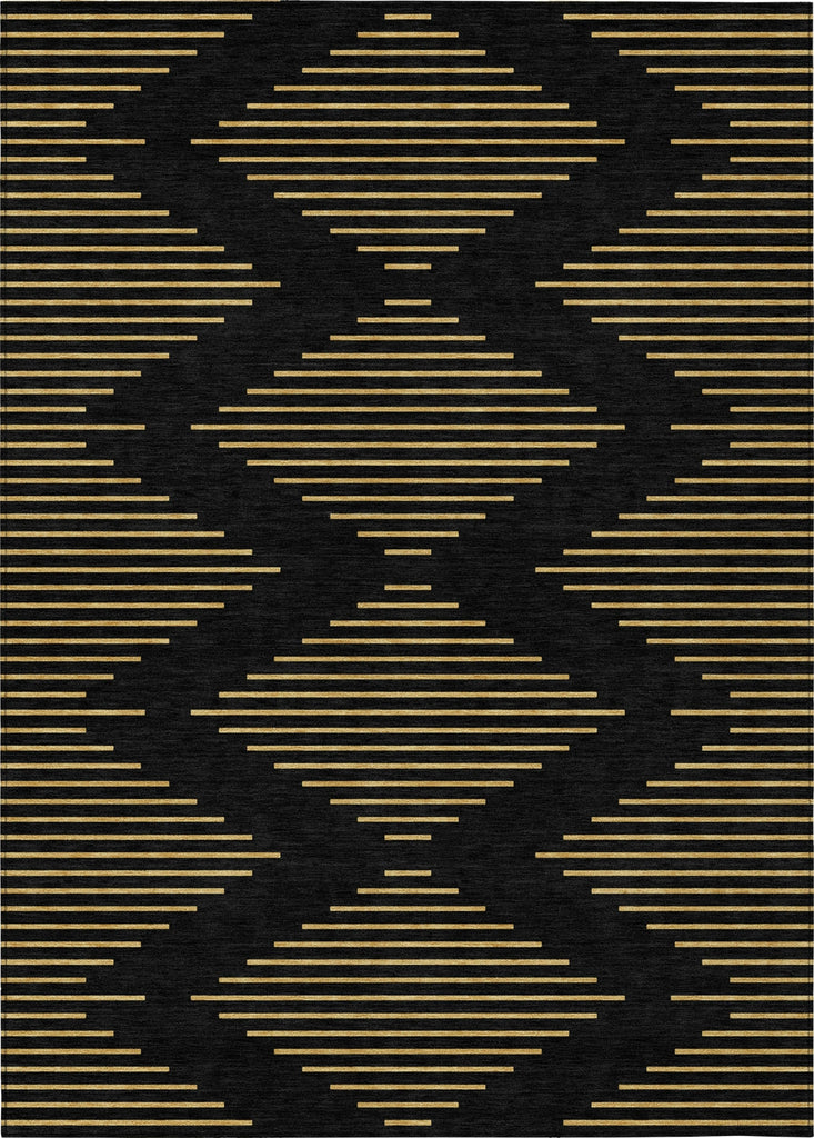 Piper Looms Chantille Geometric ACN1017 Black Machine Washable Area Rug main image