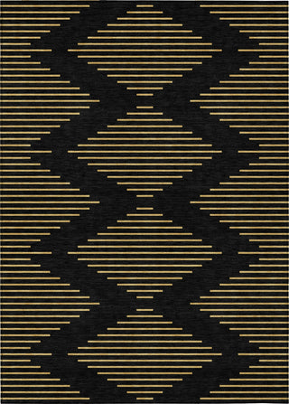 Piper Looms Chantille Geometric ACN1017 Black Machine Washable Area Rug main image