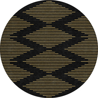 Piper Looms Chantille Geometric ACN1017 Black Machine Washable Area Rug Round Main Image