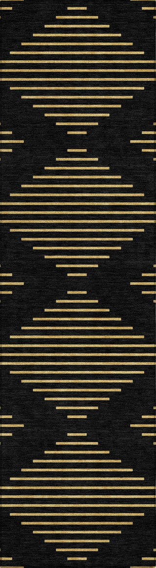 Piper Looms Chantille Geometric ACN1017 Black Machine Washable Area Rug Runner Main Image