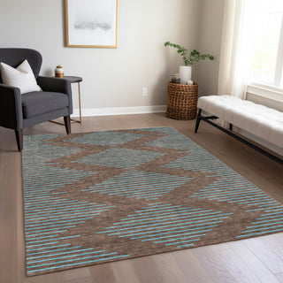 Piper Looms Chantille Geometric ACN1017 Brown Machine Washable Area Rug Lifestyle Image Feature