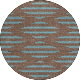 Piper Looms Chantille Geometric ACN1017 Brown Machine Washable Area Rug Round Main Image