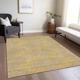 Piper Looms Chantille Geometric ACN1017 Gold Machine Washable Area Rug Lifestyle Image Feature