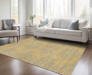 Piper Looms Chantille Geometric ACN1017 Gold Machine Washable Area Rug Lifestyle Image Feature