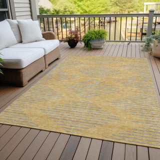 Piper Looms Chantille Geometric ACN1017 Gold Machine Washable Area Rug Outdoor Lifestyle Image Feature