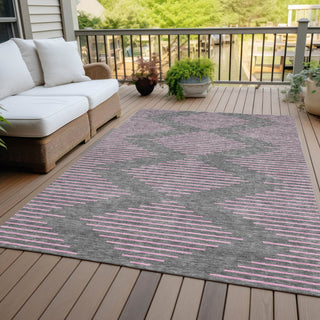 Piper Looms Chantille Geometric ACN1017 Gray Machine Washable Area Rug Outdoor Lifestyle Image Feature