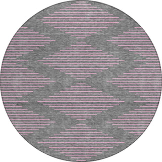 Piper Looms Chantille Geometric ACN1017 Gray Machine Washable Area Rug Round Main Image