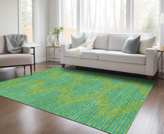 Piper Looms Chantille Geometric ACN1017 Green Machine Washable Area Rug Lifestyle Image Feature