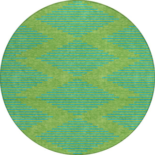 Piper Looms Chantille Geometric ACN1017 Green Machine Washable Area Rug Round Main Image