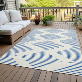 Piper Looms Chantille Geometric ACN1017 Ivory Machine Washable Area Rug Outdoor Lifestyle Image Feature