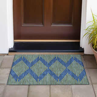 Piper Looms Chantille Geometric ACN1017 Navy Machine Washable Area Rug Scatter Outdoor Lifestyle Image Feature