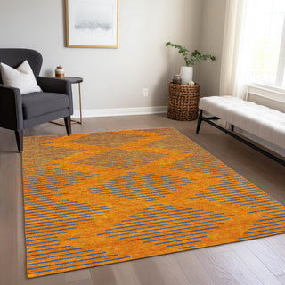 Piper Looms Chantille Geometric ACN1017 Orange Machine Washable Area Rug Lifestyle Image Feature