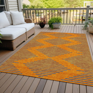 Piper Looms Chantille Geometric ACN1017 Orange Machine Washable Area Rug Outdoor Lifestyle Image Feature