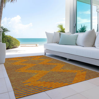 Piper Looms Chantille Geometric ACN1017 Orange Machine Washable Area Rug Outdoor Lifestyle Image Feature