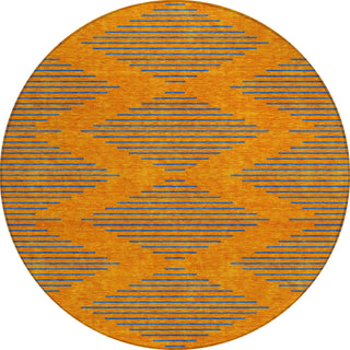 Piper Looms Chantille Geometric ACN1017 Orange Machine Washable Area Rug Round Main Image